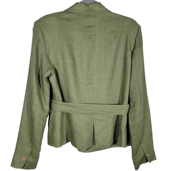 Vintage Chadwick's Olive Green Linen 2 pc. Suit Skirt Jacket Blazer Size 12 - Picture 7 of 13
